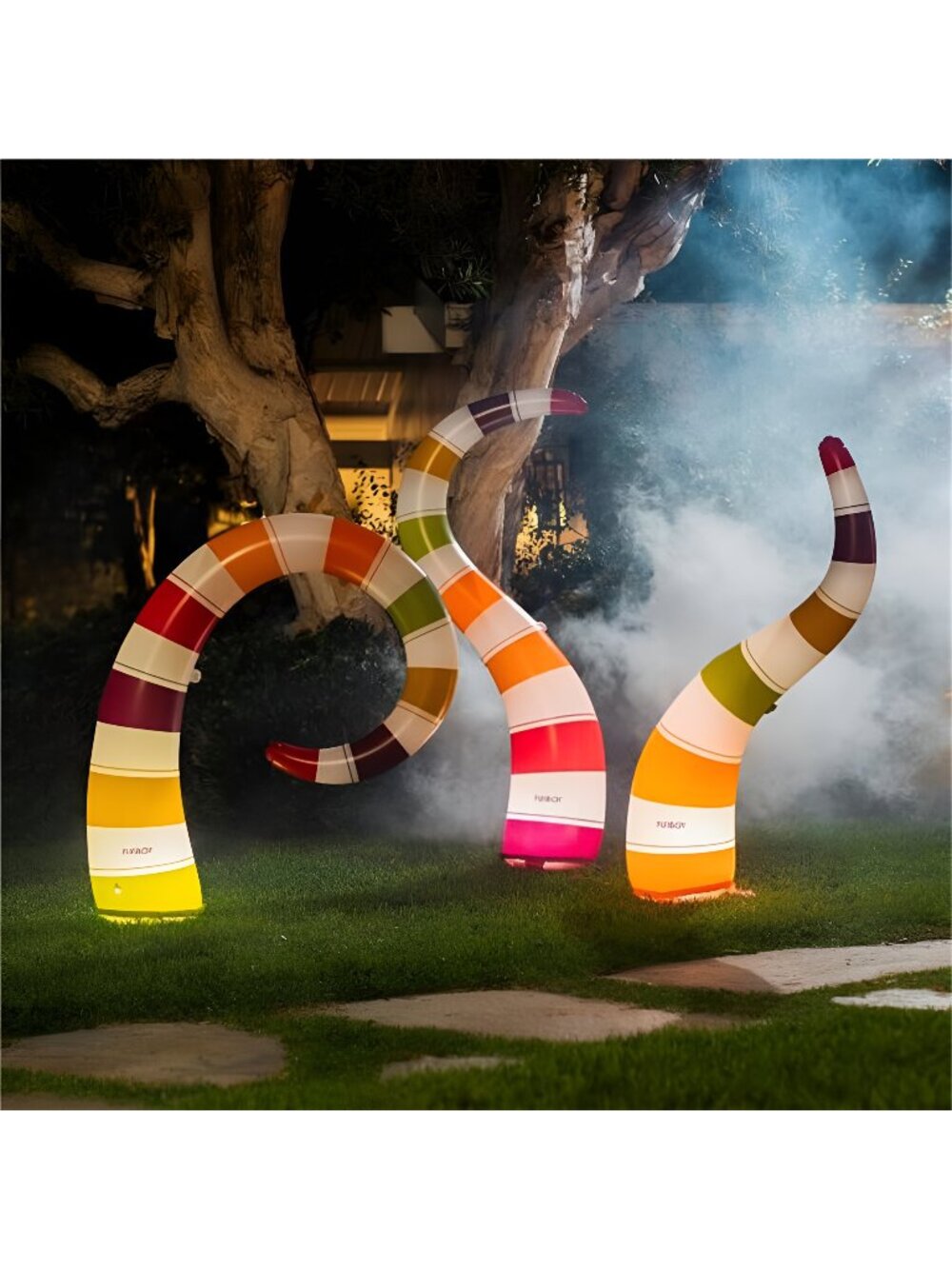 Giant Inflatable Light-Up Yard Snake Scary Halloween Décor,